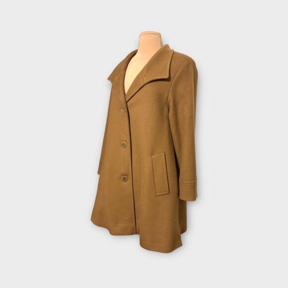 FLEURETTE Camel Stand Collar Car Coat 12 Italian Wool Women Classic Quiet Luxury - Picture 3 of 9